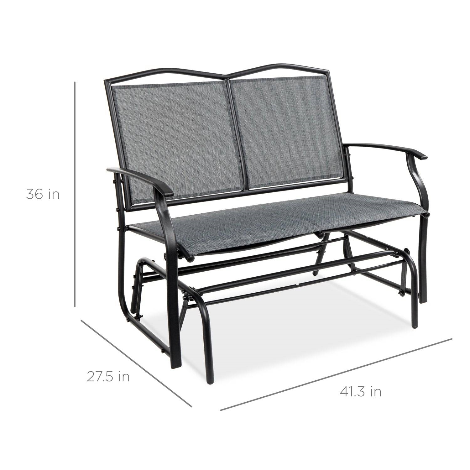 FaFurn 2 Seater Swing Patio Loveseat with Armrests - Gray