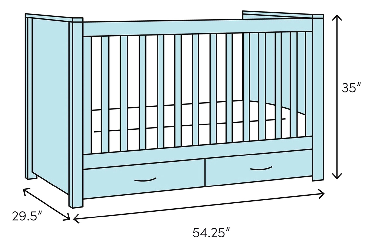 FaFurn 3-In-1 Modern Convertible Baby Crib Toddler Bed - Gray