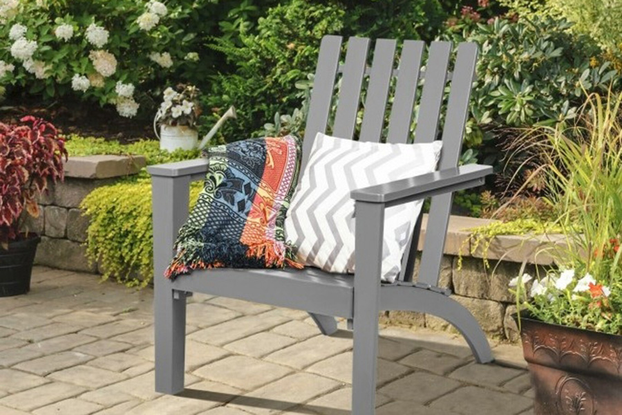 FaFurn Indoor/Outdoor Acacia Wood Adirondack Lounge Armchair - Gray