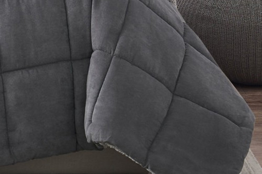 FaFurn Plush Sherpa Reversible Micro Suede Comforter Set - Gray, Full/Queen Size