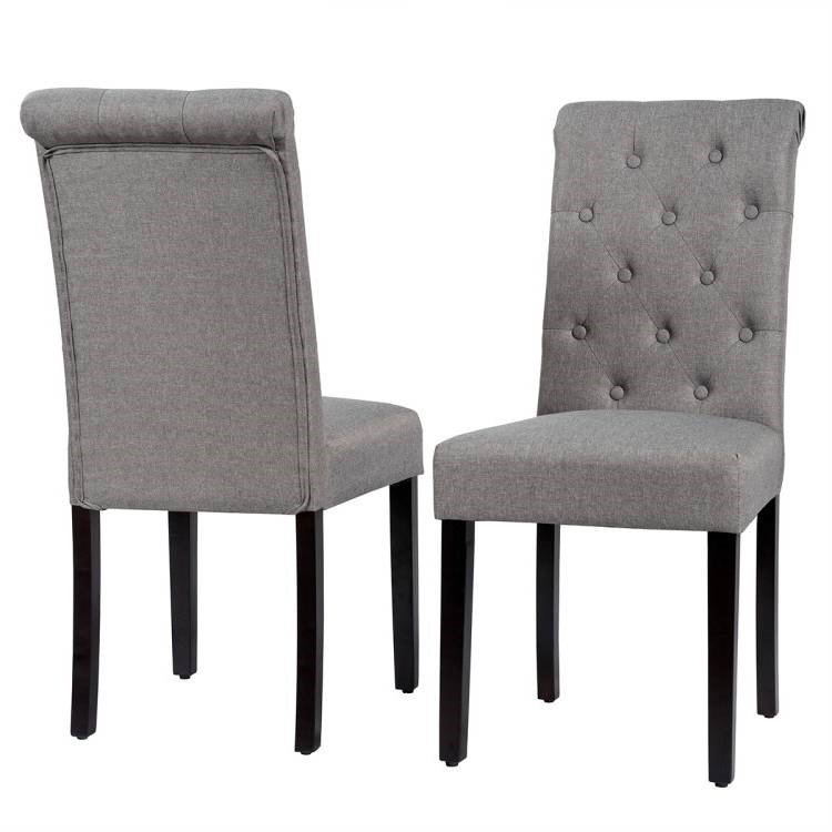 FaFurn Set of 2 Dining Chairs with Wood Legs - Gray