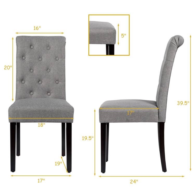 FaFurn Set of 2 Dining Chairs with Wood Legs - Gray