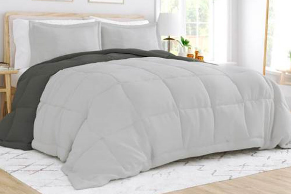 FaFurn Twin/Twin XL Size 2-Piece Reversible Comforter Set - Gray/Light Gray, Microfiber