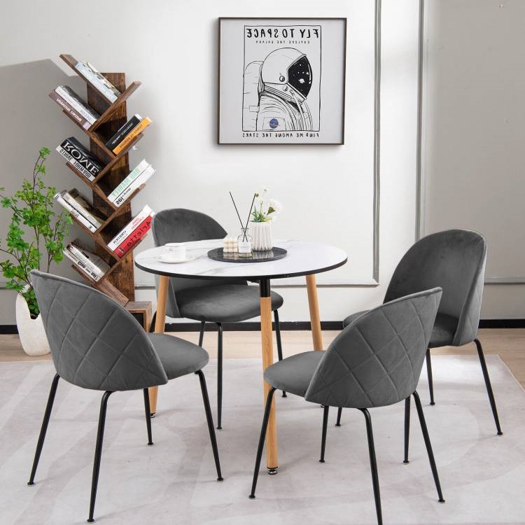 FaFurn Set of 2 Modern Dining Chairs with Metal Legs - Gray