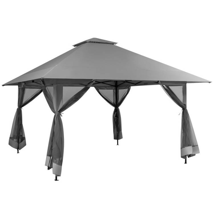 FaFurn Outdoor Canopy with Mesh Mosquito Netting Sidewalls - Gray