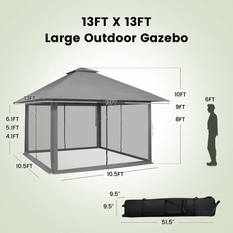 FaFurn Outdoor Canopy with Mesh Mosquito Netting Sidewalls - Gray