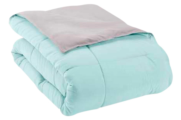 FaFurn Full/Queen Size 3-Piece Reversible Comforter Set - Aqua Blue/Gray, Microfiber