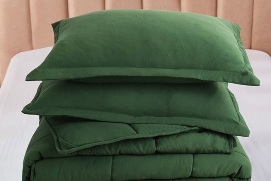 FaFurn 3 Piece Microfiber Reversible Comforter Set - Green, Twin Size