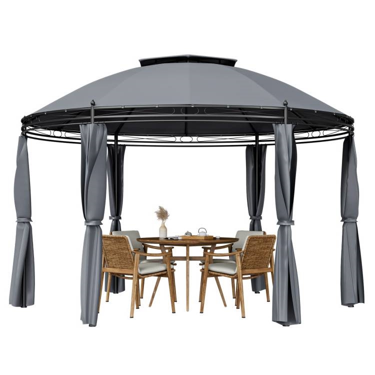 FaFurn - Gazebo Canopy with Polyester Privacy Curtain