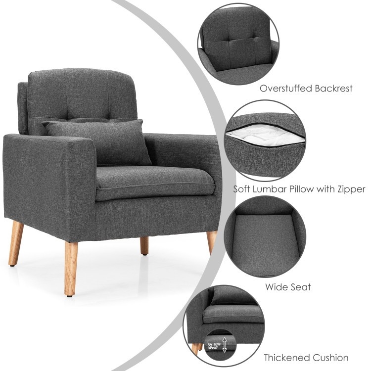 FaFurn Modern Accent Chair with Pillow - Gray