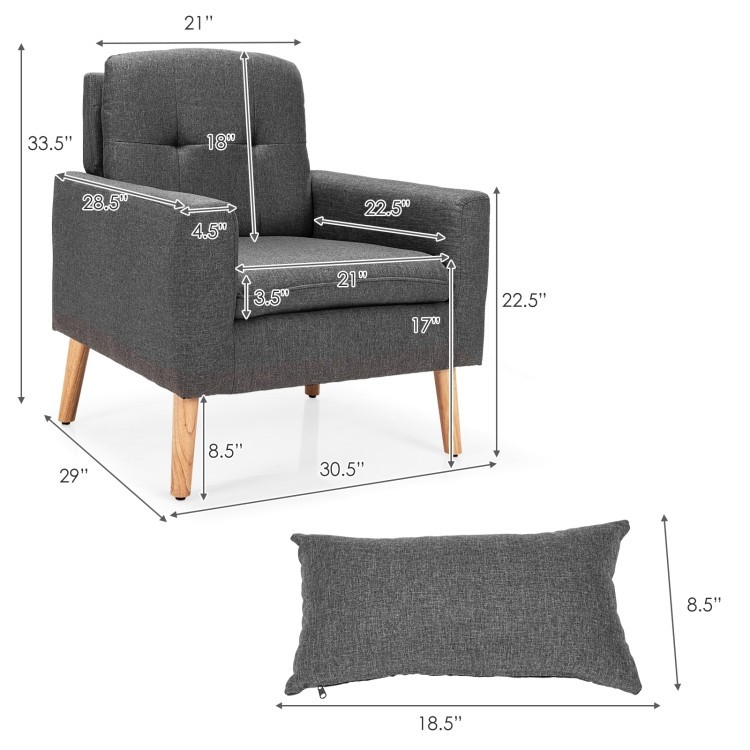 FaFurn Modern Accent Chair with Pillow - Gray