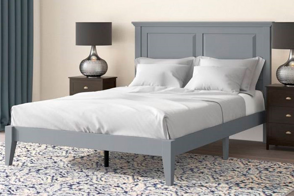 FaFurn Traditional Full Size Platform Bed with Headboard - Gray, Wood