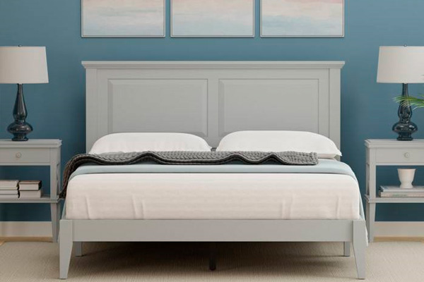 FaFurn Traditional Queen Size Platform Bed with Headboard - Gray, Wood