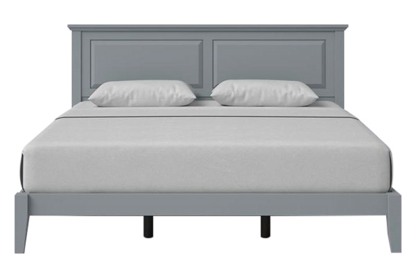 FaFurn Traditional King Size Platform Bed with Headboard - Gray, Wood