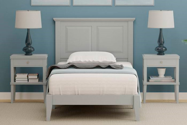 FaFurn Traditional Twin Size Platform Bed with Headboard - Gray, Wood