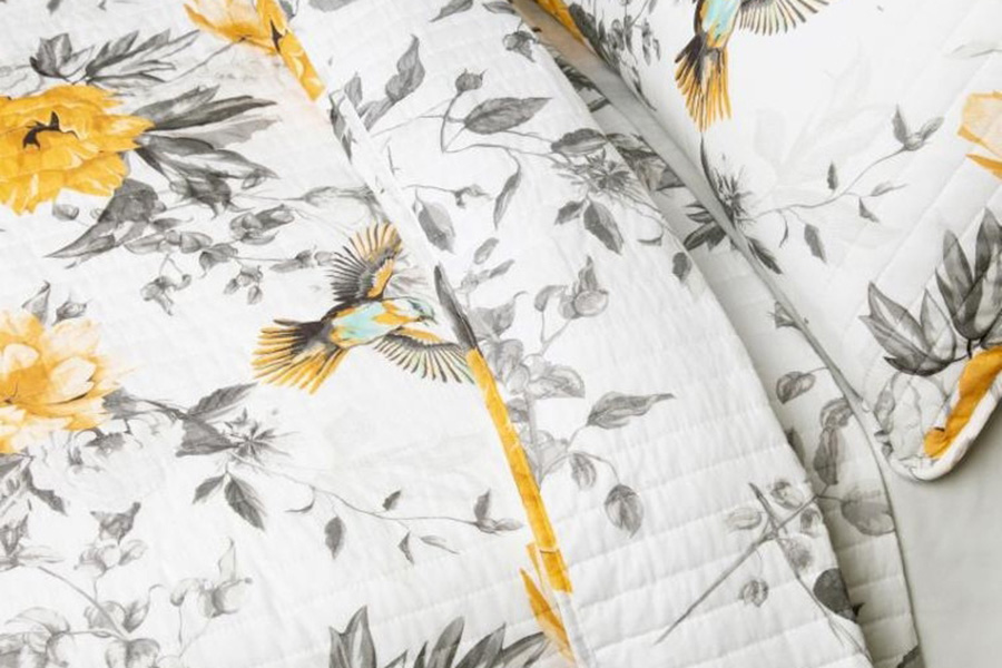 FaFurn 3 Piece Reversible Floral Birds Cotton Quilt Set - King Size