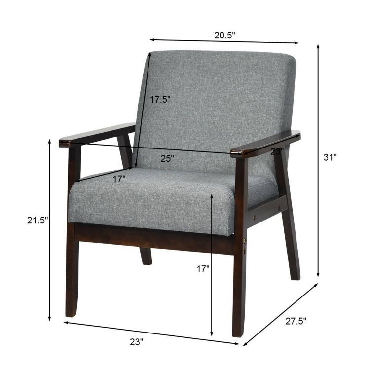 FaFurn Retro Accent Chair with Espresso Wood Frame - Gray