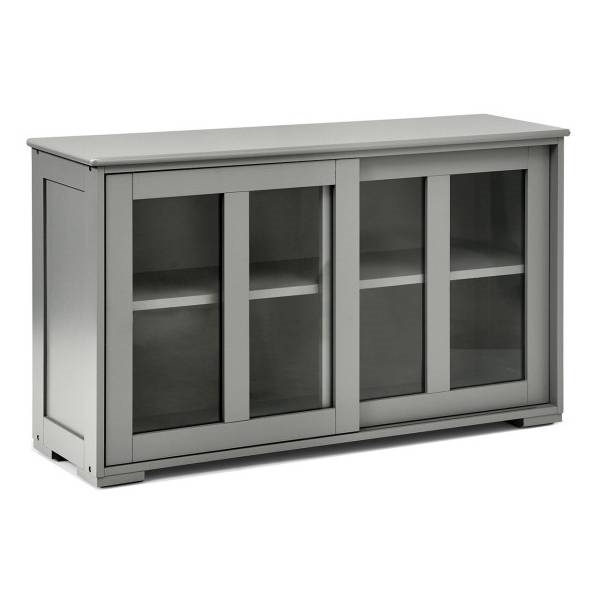 FaFurn Sideboard Buffet with Glass Sliding Door - Gray, Wood