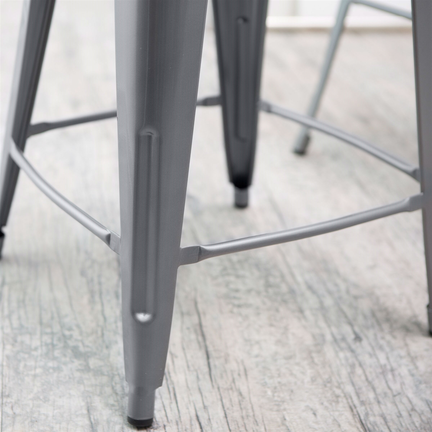 FaFurn - Set of 2 Modern Barstool in Powder Coat Silver