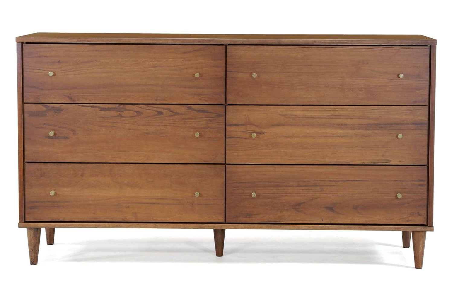 FaFurn™ Farmhouse Rustic Mid Century 6 Drawer Dresser - Rustic Walnut