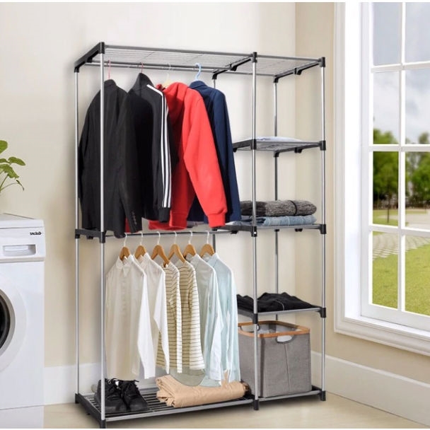 FaFurn - Portable Closet Organizer Shelving Unit in Sliver