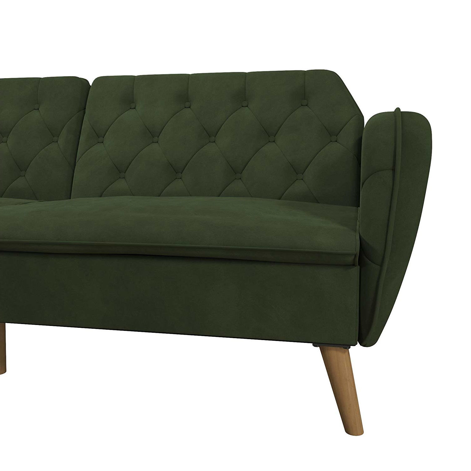 FaFurn™ Memory Foam Sofa-Bed with Wooden Legs - Green, Futon/Velvet