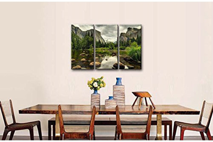 FaFurn - Yosemite Mountain Stream 3-Piece Wall Art Framed Print On Canvas