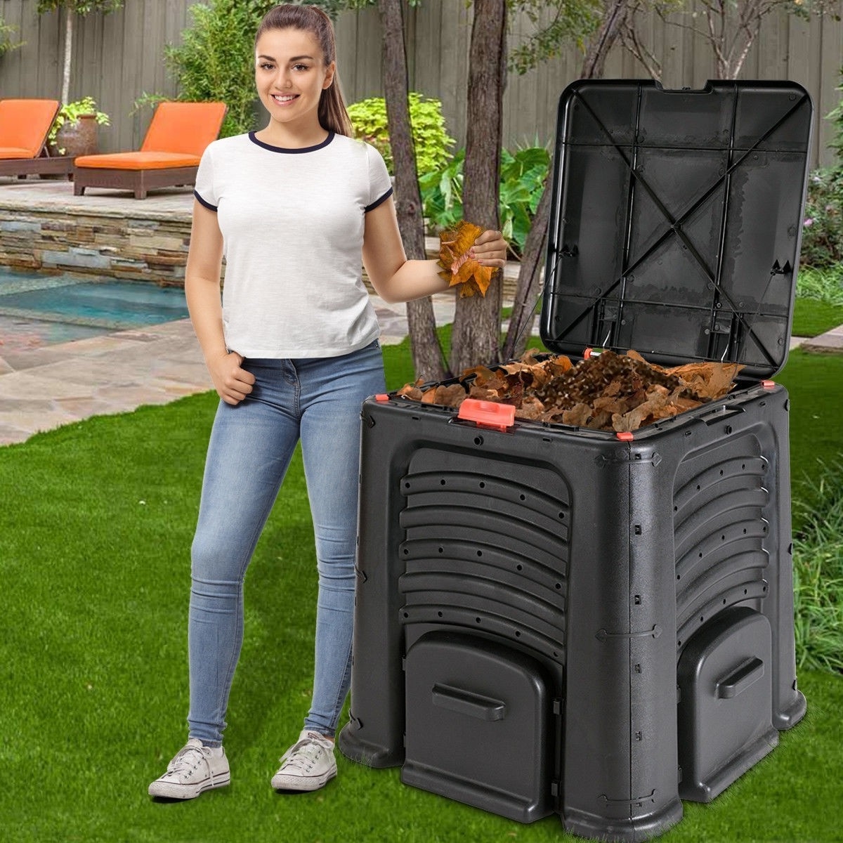 FaFurn - 105 Gallon Compost Bin in Black