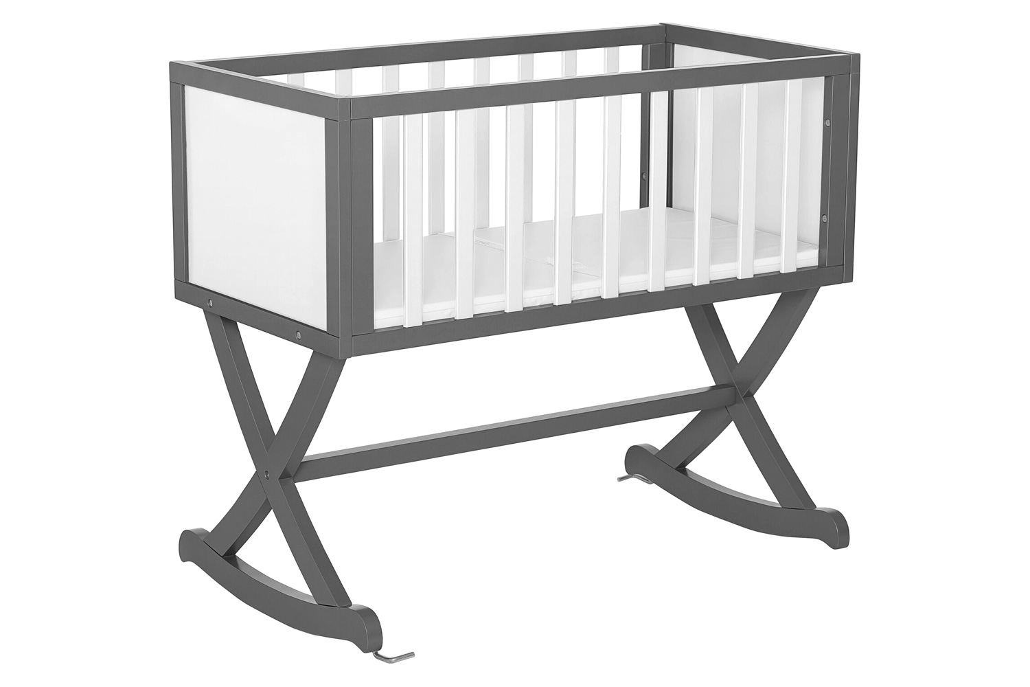 FaFurn - Solid Wood Rocking Baby Glider Cradle with Crib Mattress