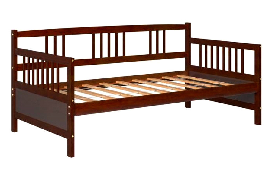 FaFurn Twin Size 2-In-1 Wood Daybed Frame Sofa Bed - Brown Cherry