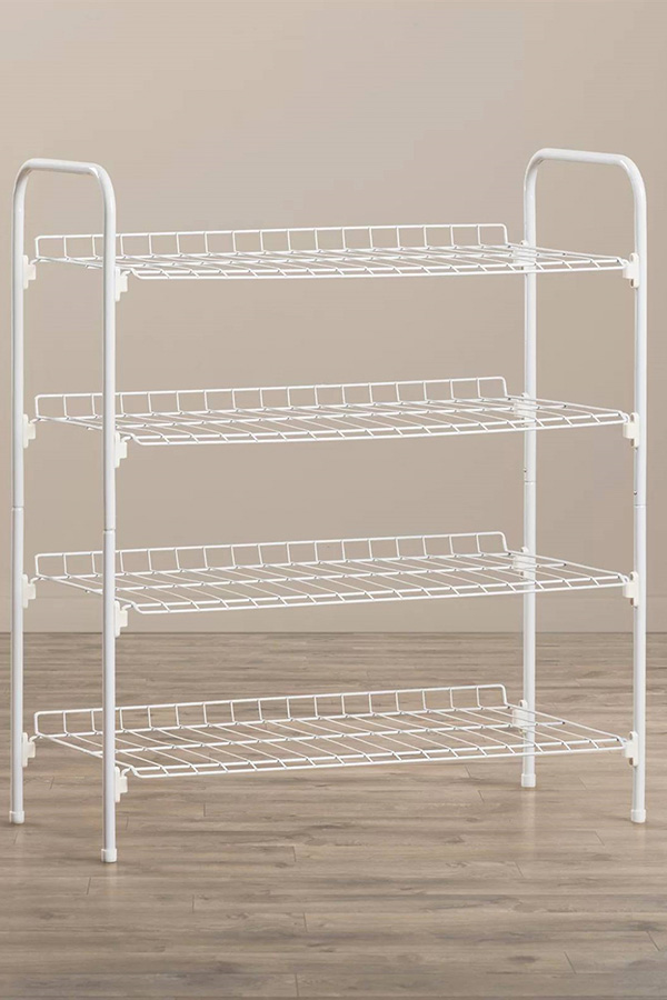 FaFurn - White Metal 4-Shelf Shoe Rack Holds Up To 9 Pair of Shoes