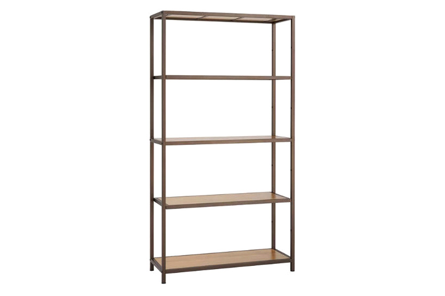 FaFurn - Heavy Duty 5-Shelf Steel Frame Shelving Unit with Bamboo Shelves