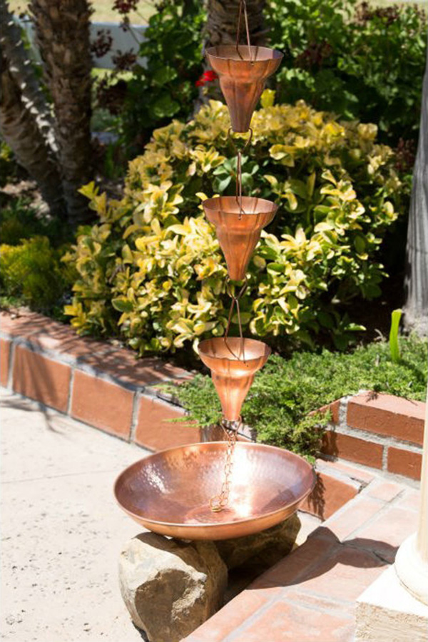 FaFurn - Hammered Copper Anchoring Basin For Rain Chain 18-Inch Diamter