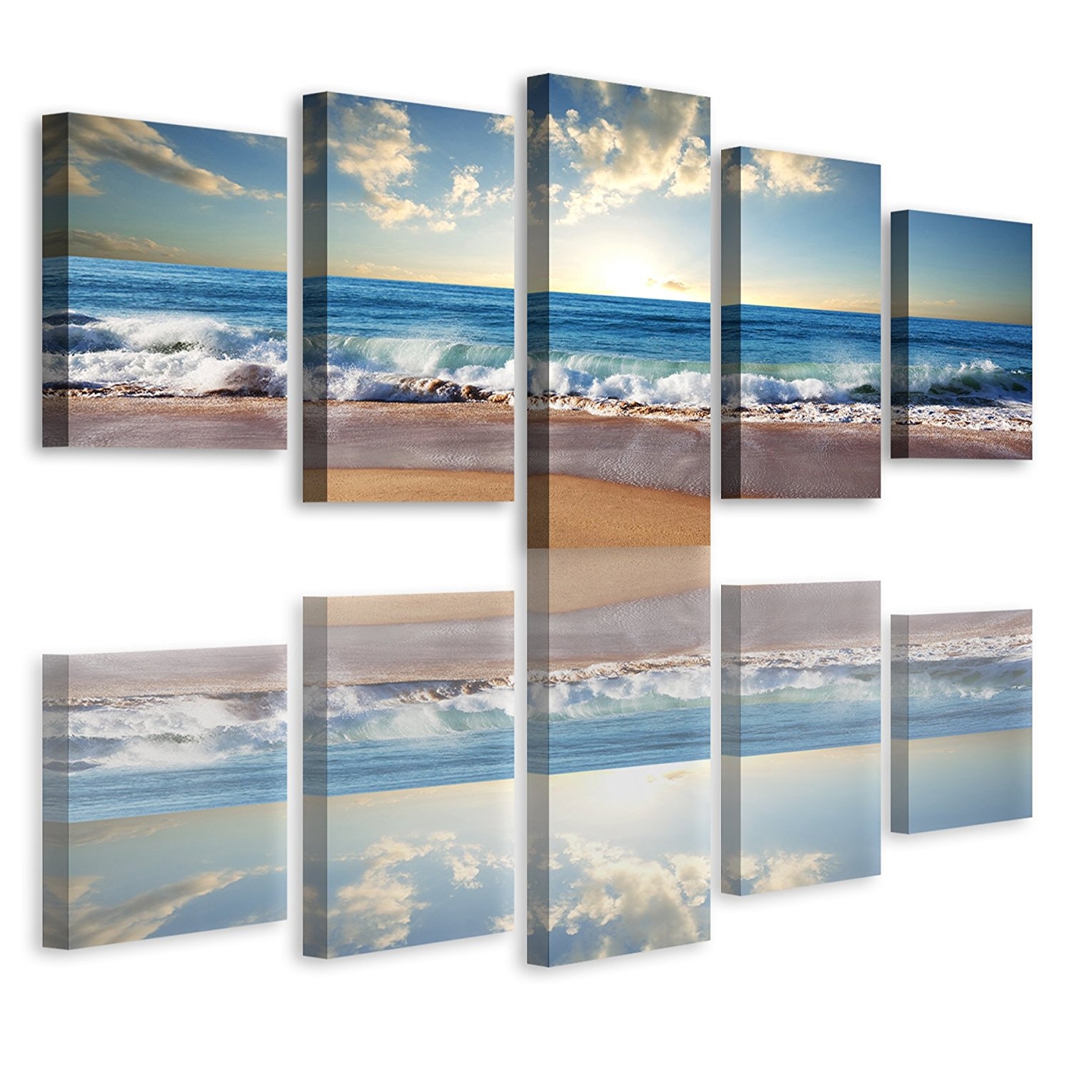 FaFurn - 5-Panel Wall Art Painting Print in Beach Ocean Seascape