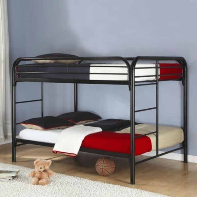 FaFurn - Full Size Bunk Bed with Ladder in Black, Metal