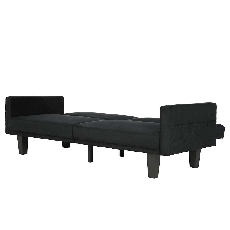 FaFurn™ Modern Sofa-Bed with Classic Wood Feet - Black, Microfiber