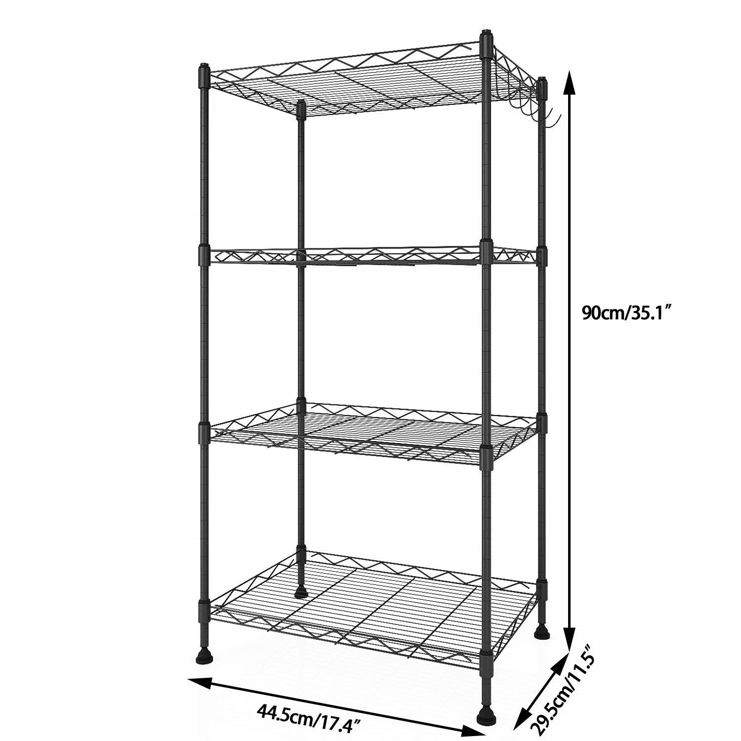 FaFurn - 4-Shelf Storage Rack Shelving Unit in Black, Metal