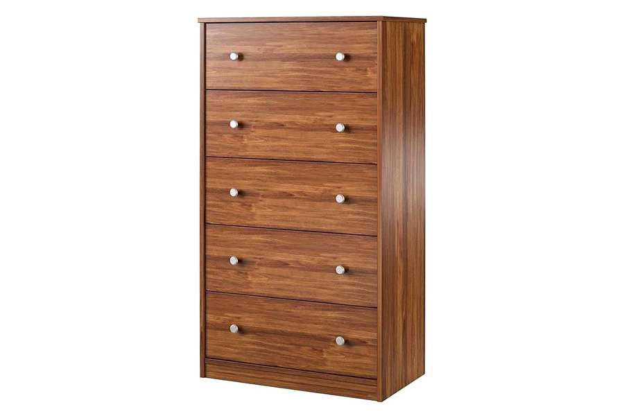 FaFurn Modern 5-Drawer Bedroom Chest Dresser in Wood Finish - Rustic Brown