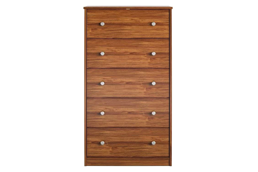 FaFurn Modern 5-Drawer Bedroom Chest Dresser in Wood Finish - Rustic Brown