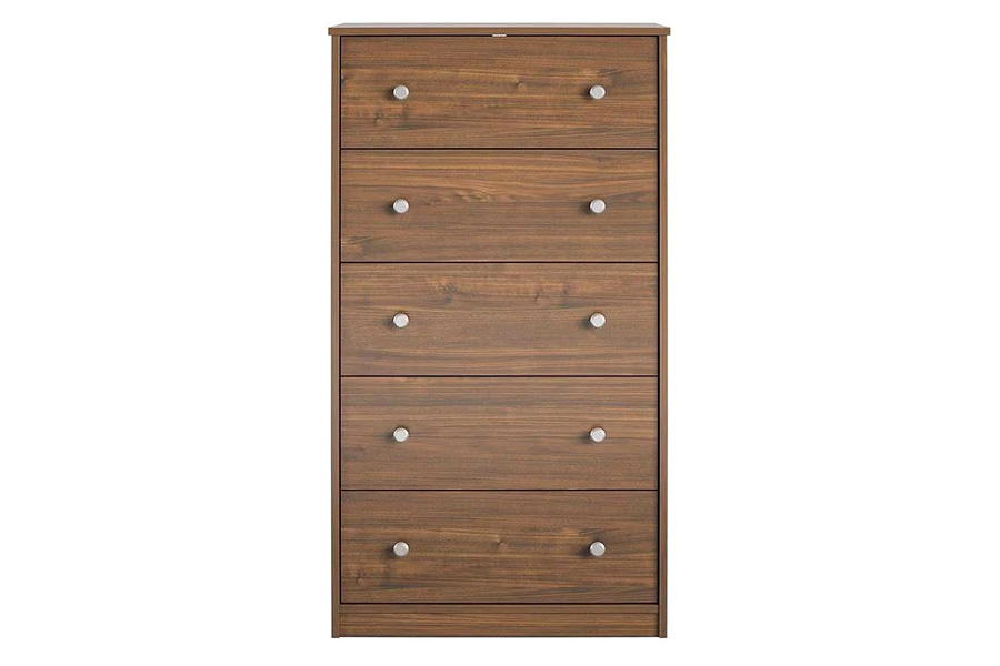 FaFurn Modern 5-Drawer Bedroom Chest Dresser in Wood Finish - Rustic Walnut