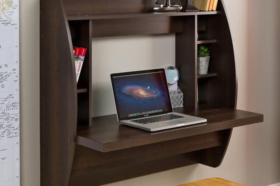 FaFurn™ Modern Floating Wall Mounted Computer Desk - Brown