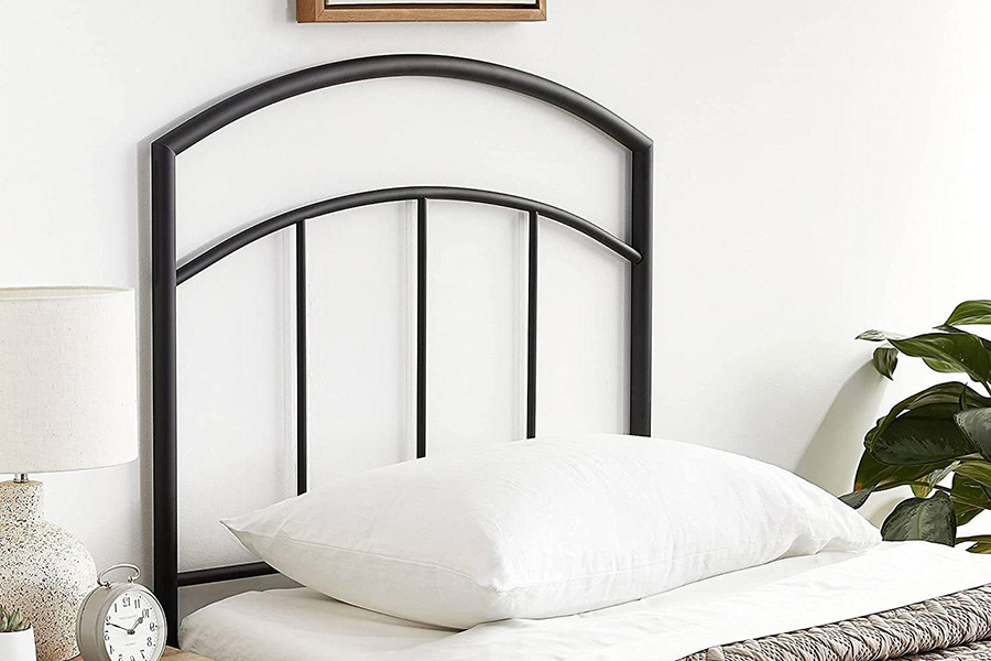 FaFurn - Twin Size Transitional Headboard in Textured Black Metal Finish