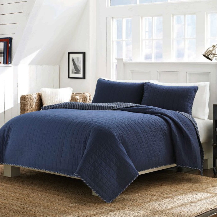 FaFurn - King Size Reversible Quilt Set in Indigo, Cotton