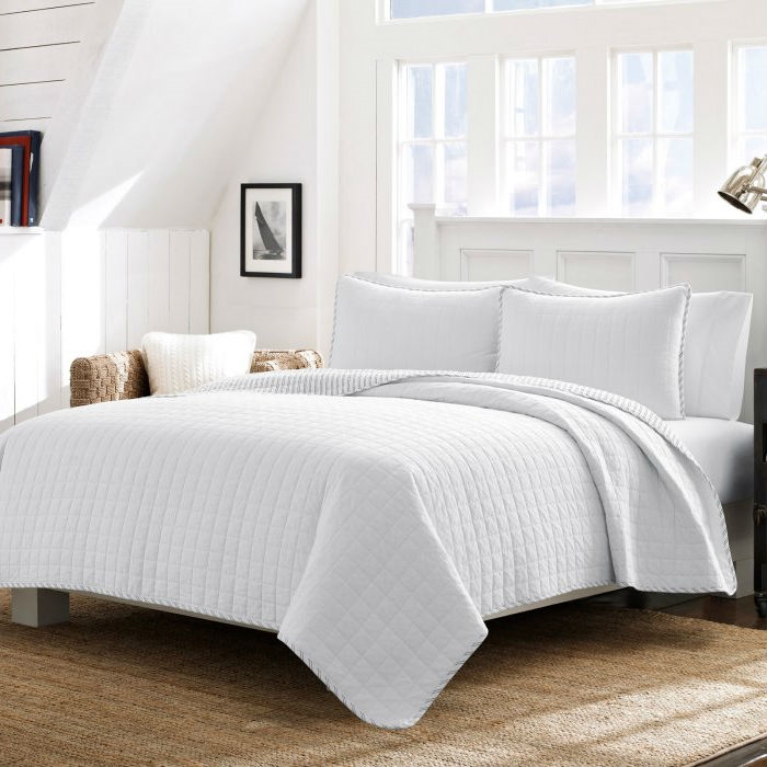 FaFurn - King Size Reversible Quilt Set in White, Cotton