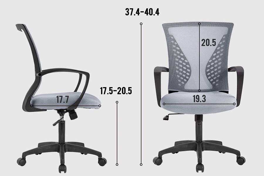 FaFurn Modern Mid-Back Office Desk Chair Ergonomic Mesh with Armrest On Wheels - Gray/Black