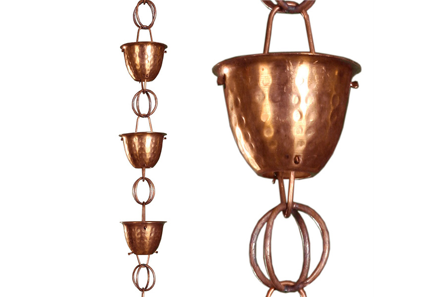 FaFurn - Hammered Copper Rain Cups 8.5-Feet