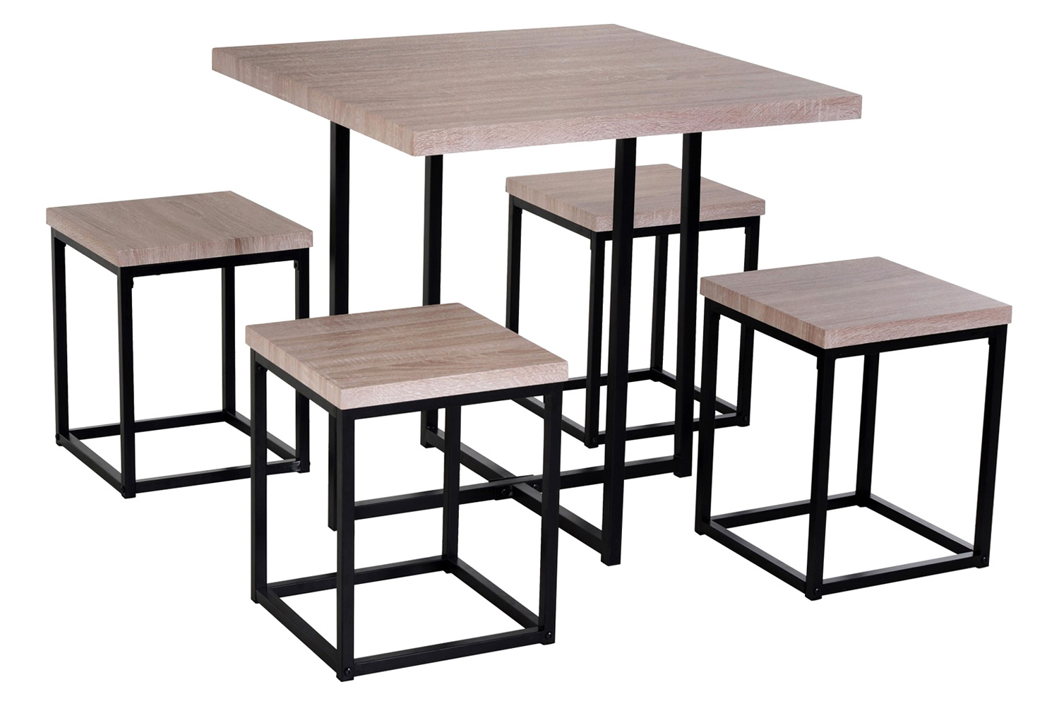 FaFurn - Farmhouse 5 Piece Square Wood Steel Kitchen Dining Set