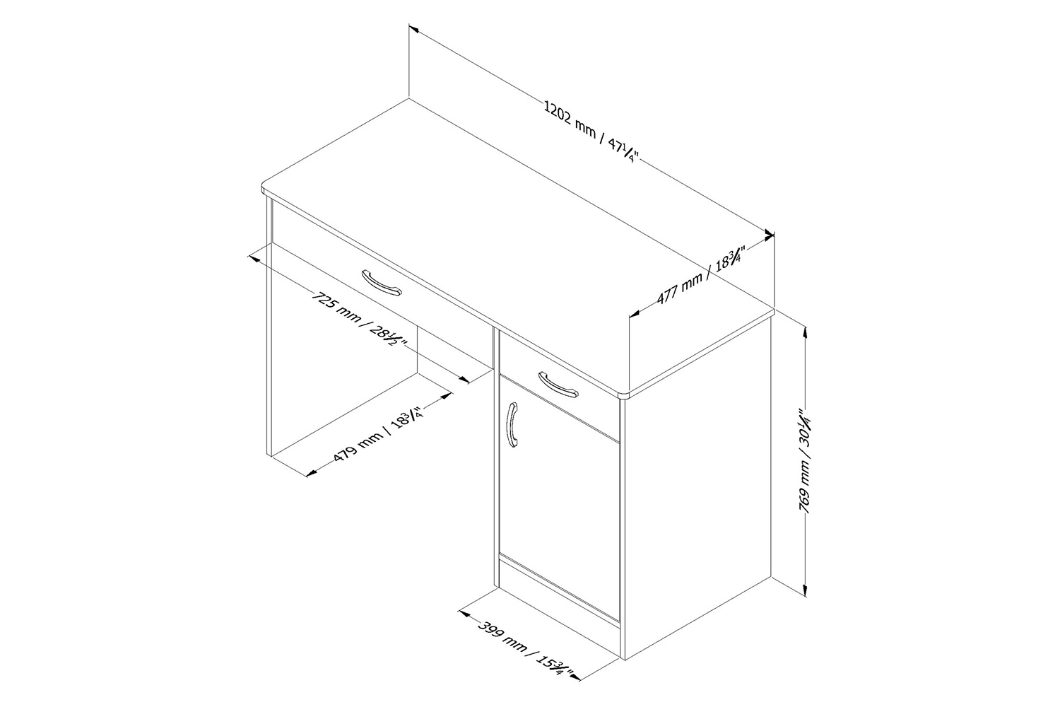 FaFurn - Home Office Work Desk in Black Finish