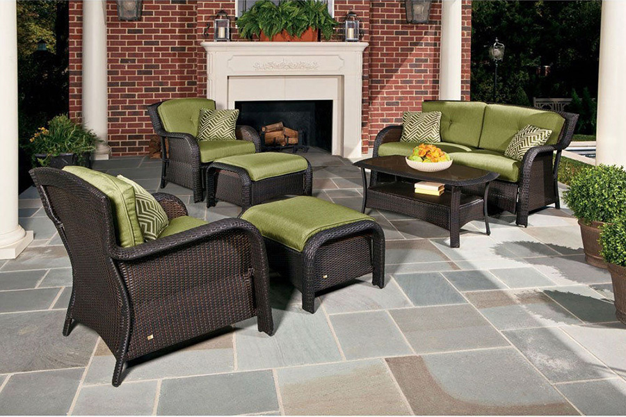 FaFurn - Outdoor Resin Wicker 6-Piece Patio Furniture Set with Seat Cushions