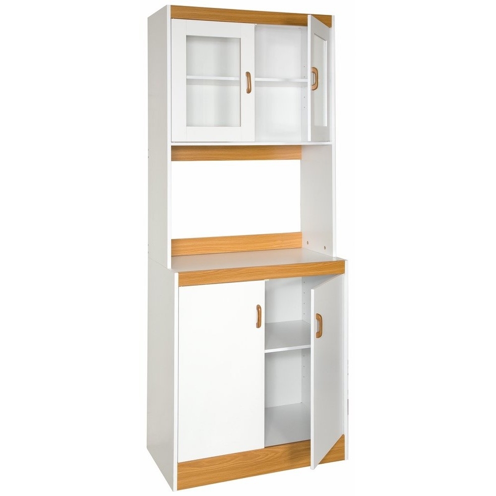 FaFurn - Tall Kitchen Cabinet with Microwave Space in White